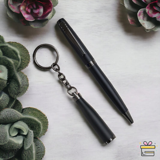 Black Pen & Bottle Keychain Gift Set