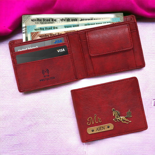 Name Vegan Leather Coin Pocket Wallet- RFID Safe