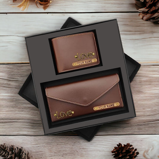 Brown Personalized Wallet & Clutch Set