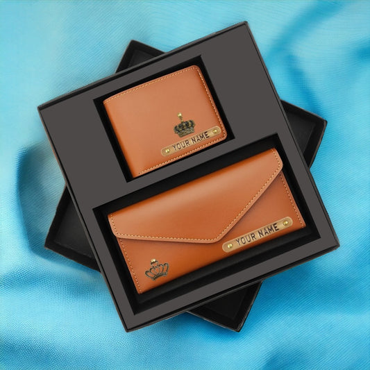 Tan Personalized Wallet & Clutch Set